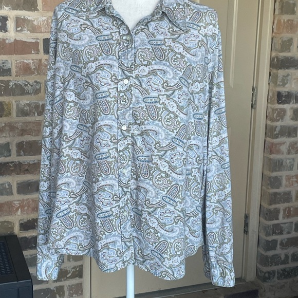 GAP Paisley Button Down, Roll-up Button Tab, Sleeve. 100% Cotton, Sz XXL - Picture 3 of 12
